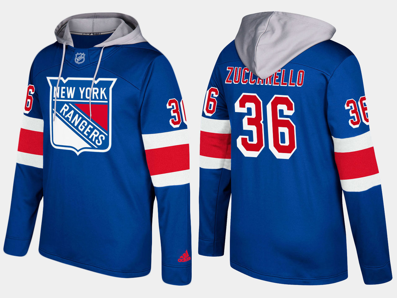 Men NHL New York rangers #36 mats zuccarello blue hoodie->customized nhl jersey->Custom Jersey
